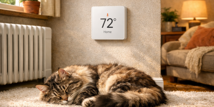 Befragung: Deutsche Haushalten heizen für Haustiere 1 In Deutschlands Haushalten wird für Haustiere geheizt. Dieses Bild zeigt eine Katze, die es im Wohnzimmer komfortabel hat.